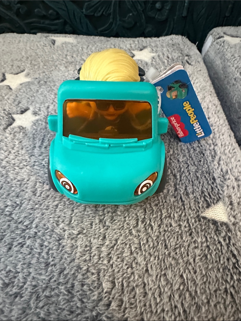 Fisher-Price Teal Convertible with Blonde Little People Figure